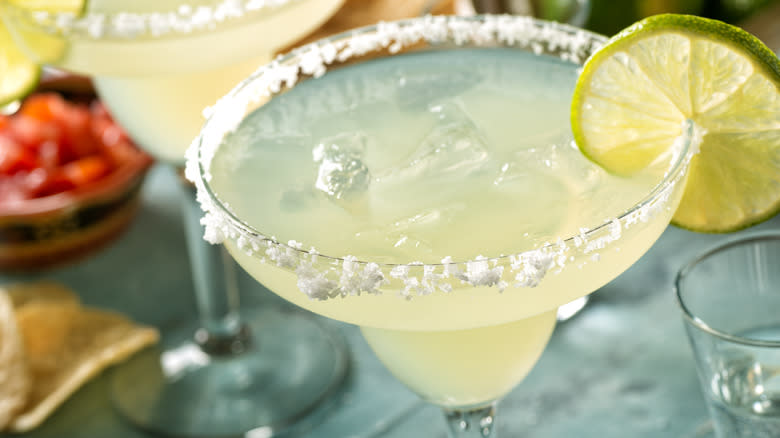 Classic Margarita cocktail with salt rim