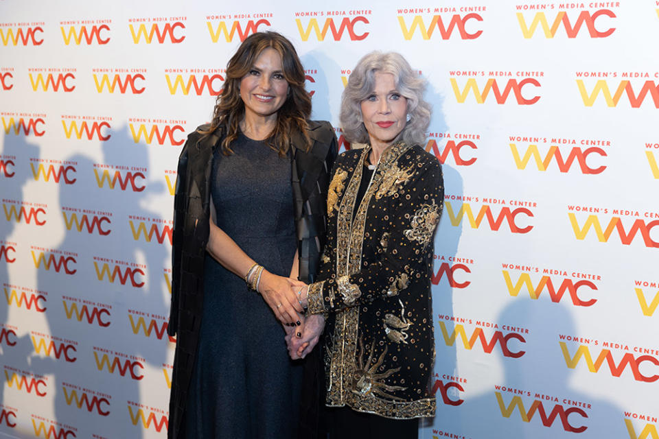 Mariska Hargitay and Jane Fonda attend The Women's Media Center 2023 Women's Media Awards at The Whitby Hotel on October 19, 2023 in New York City.