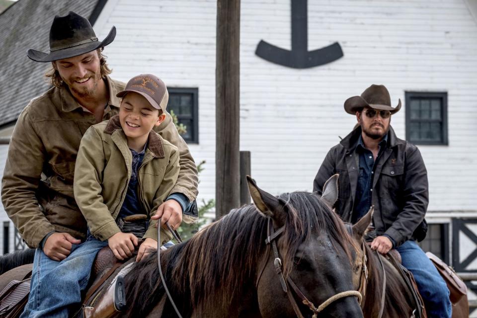 luke grimes, brecken merrill, cole hauser, yellowstone, season 3