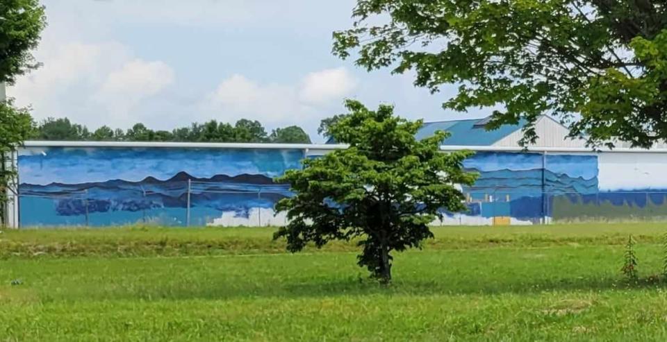 A view of the mural earlier this month from the ramp getting on Interstate 26 in Hendersonville.