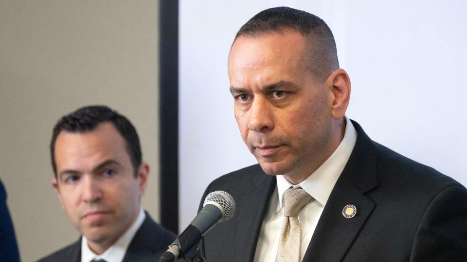 Isa M. Abbassi, at a press conference, as he assumes the position of Officer in Charge of the Paterson Police Department in Paterson, NJ on Tuesday May 9, 2023. 