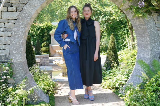 <p>Jonathan Brady/PA Images via Getty </p> Hannah Dodd (left) and Ruth Gemmell (right) in the Bridgerton Garden at the Chelsea Flower Show on May 20, 2024
