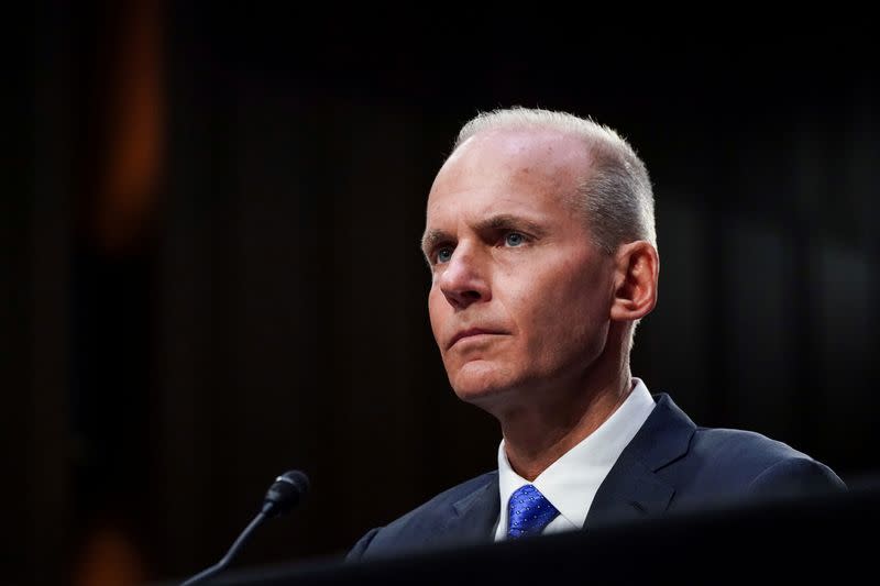 FILE PHOTO: Boeing CEO Muilenburg testifies before Senate Commerce, Science and Transportation hearing on grounded 737 MAX on Capitol Hill in Washington