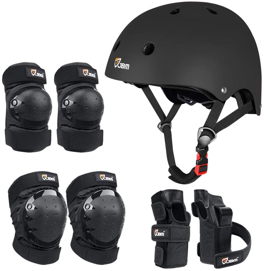 JBM Skateboarding Protection Gear with helmet, elbow pads, knee pads and wrist guards