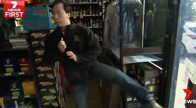 Mr Xie said he's resorted to using martial arts to defend his store. Source: 7 News