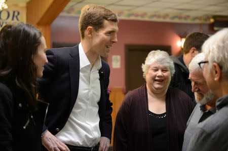 FILE PHOTO: Conor Lamb greets supporters prior to his campaign rally in Houston, Pennsylvania, U.S. January 13, 2018. REUTERS/Alan Freed/File Photo