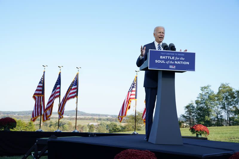 Democratic U.S. presidential nominee Joe Biden campaigns in Gettysburg, Pennsylvania