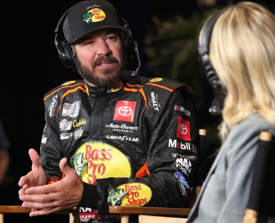 Martin Truex Jr. talks with Nascar Digital, Wednesday February 14, 2024 during Daytona 500 Media Day at Daytona International Speedway