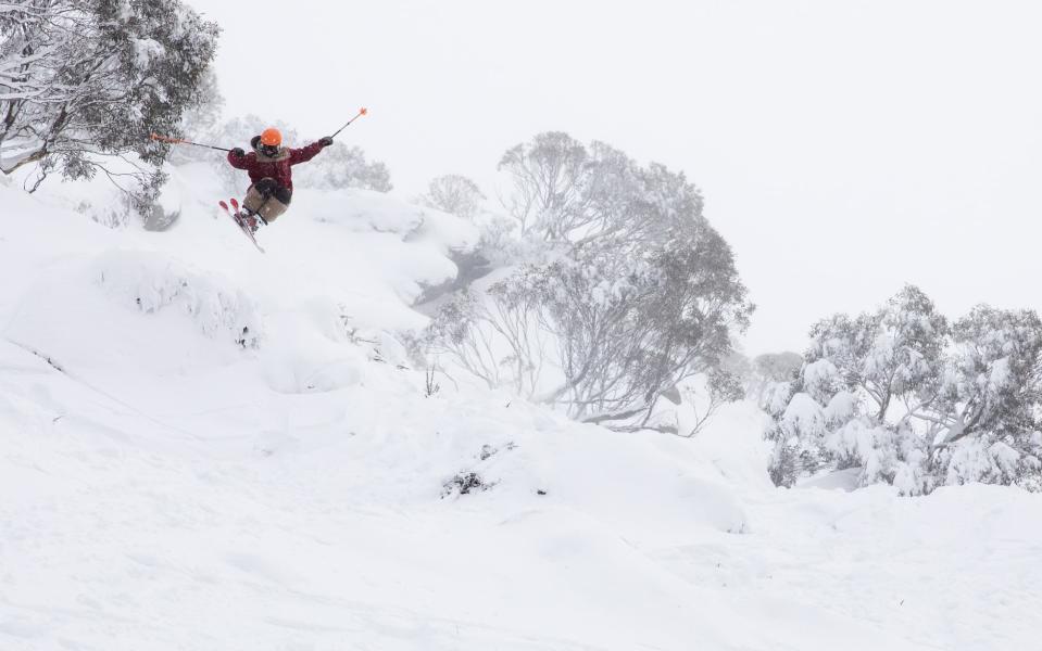 It's the first week of the ski season in Australia and skiers and snowboarders are already enjoying powder days - thredbo resort