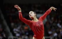<p>Raisman returned to the gym in 2014 and competed in the U.S. Olympic Trials, despite many challenges she faced along the way. (Getty) </p>