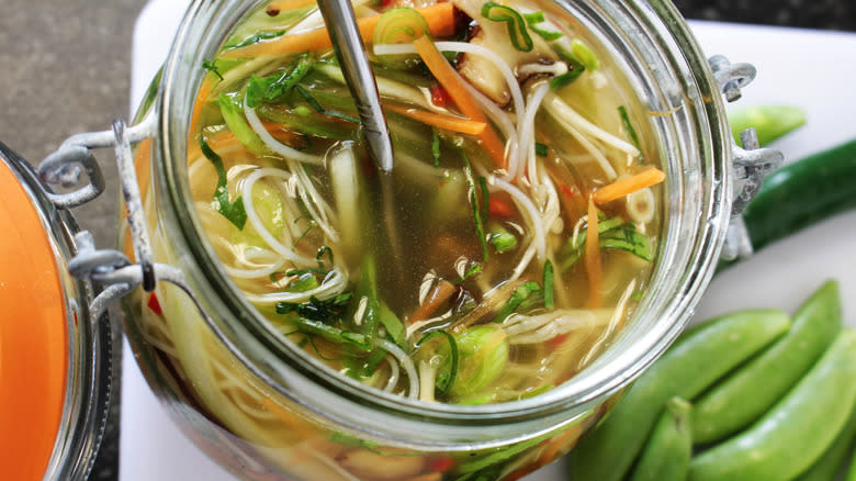 Noodle soup in a jar