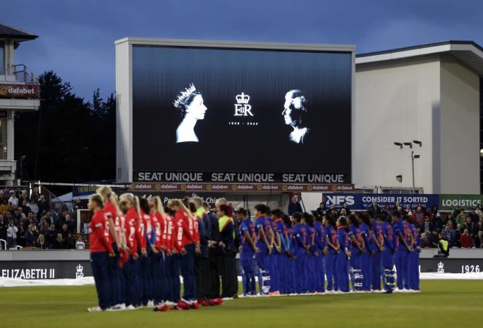 There was a minute’s silence at Chester-le-Street ahead of the match in tribute to the Queen (Will Matthews/PA) (PA Wire)