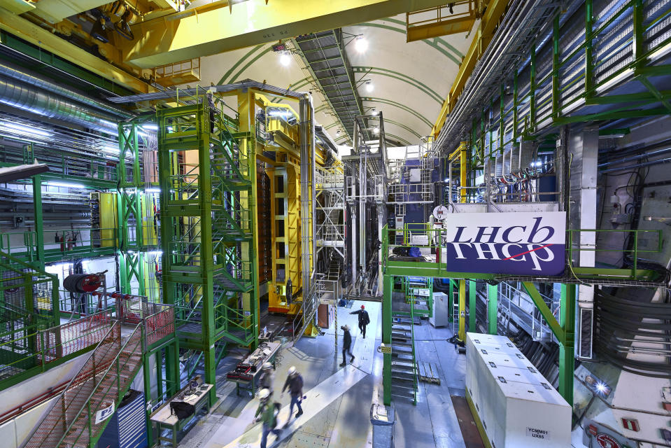 This 2018 photo made available by CERN shows the LHCb Muon system at the European Organization for Nuclear Research Large Hadron Collider facility outside of Geneva. Preliminary results published in 2021 of experiments from here and the Fermilab facility in the U.S. challenge the way physicists think the universe works, a prospect that has the field of particle physics both baffled and thrilled. (Maximilien Brice, Julien Marius Ordan/CERN via AP)