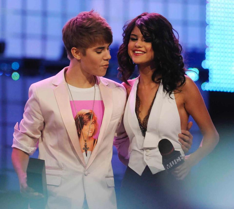 Justin Bieber and Selena Gomez onstage during the 2011 MuchMusic Video Awards at MuchMusic HQ on June 19, 2011 in Toronto, Canada