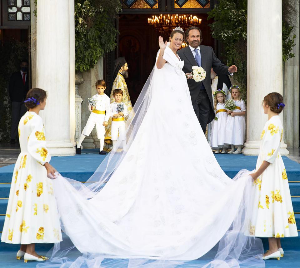 Prince Philippos of Greece and Denmark and Princess Nina-Nastassja Flohr Wedding of Prince Philippos and Nina Flohr at the Metropolitan Cathedral of Athens, Greece on October 23, 2021.