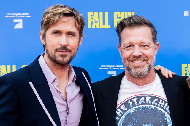 <p>Christoph Soeder/picture alliance via Getty</p> (Left-right:) Ryan Gosling and David Leitch on April 19