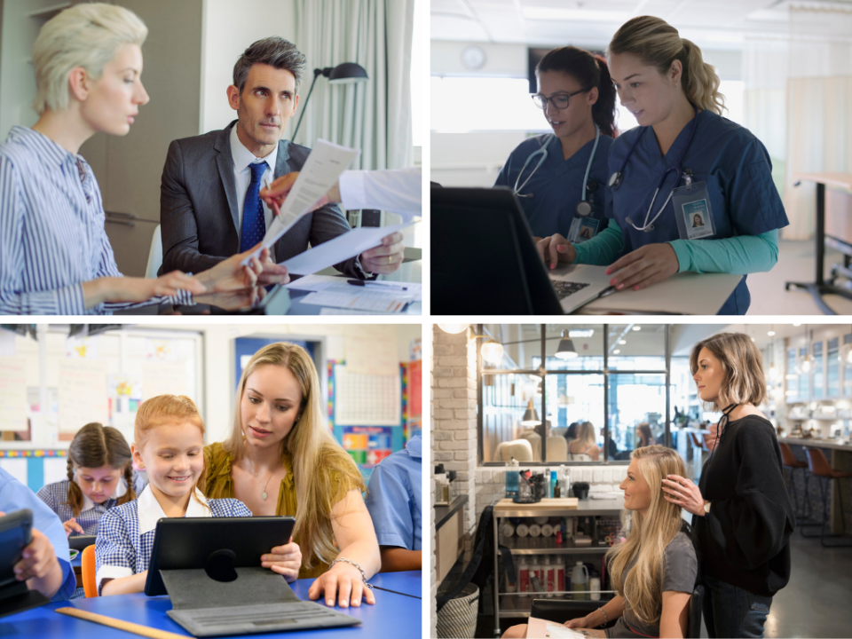 Those working in the superannuation, healthcare, education and hairdressing industry have seen pay rises in the last decade or so. (Photos: Getty)