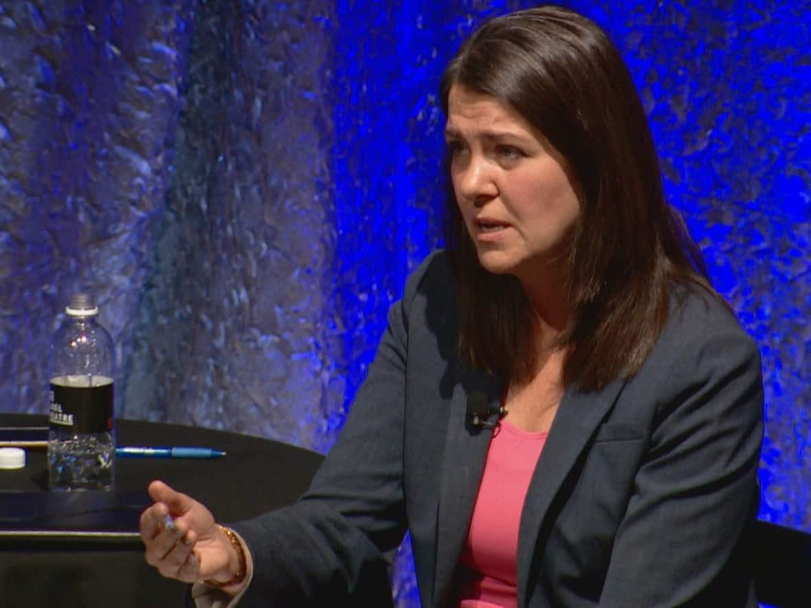 Danielle Smith answers a question at the final UCP leadership debate in August.  Smith has proposed a sovereignty act that some scholars and critics have said would likely be unconstitutional. (Manuel Carrillos Avalos/CBC - image credit)
