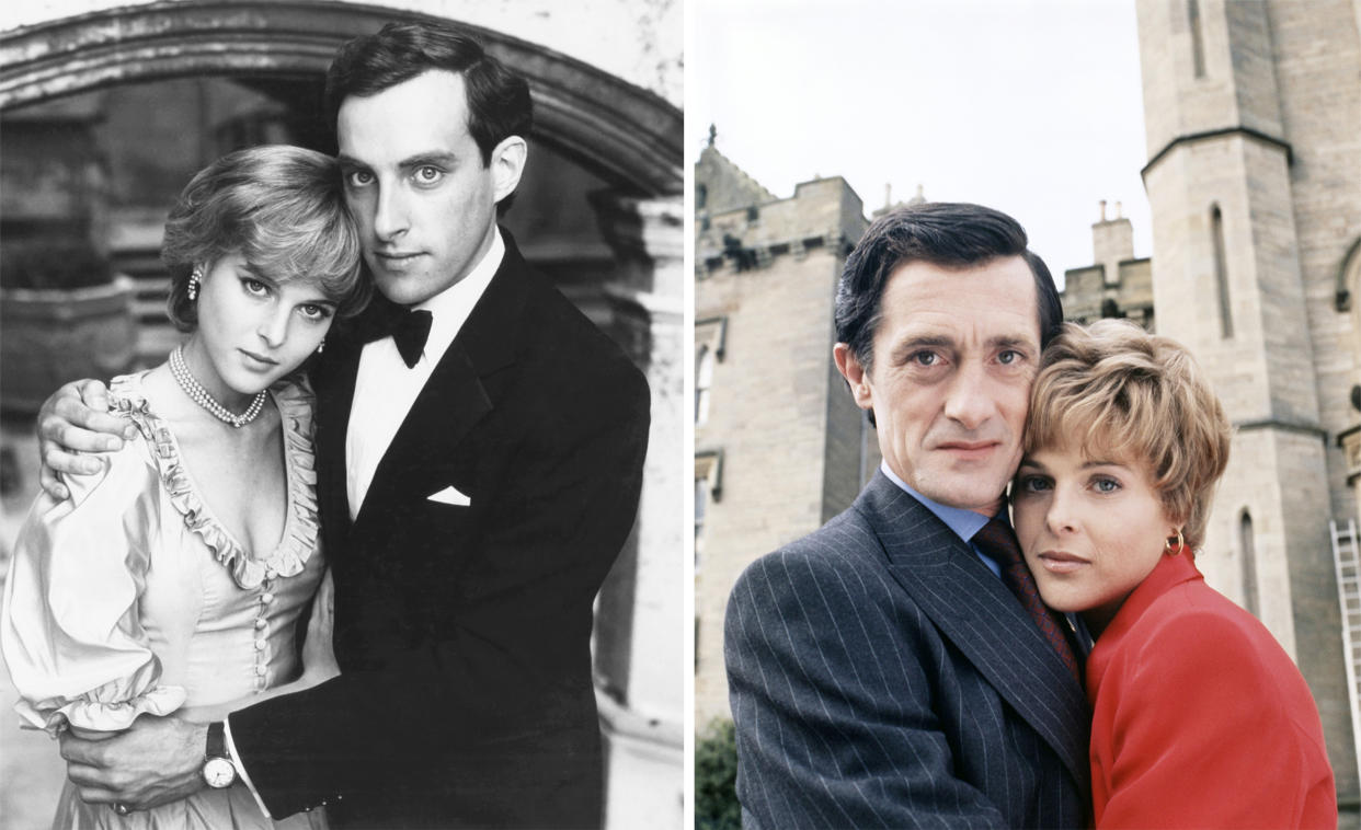 Catherine Oxenberg, (L) The Royal Romance of Charles and Diana (1982) and (R) Charles and Diana: Unhappily Ever After (1992) (Everett Collection)