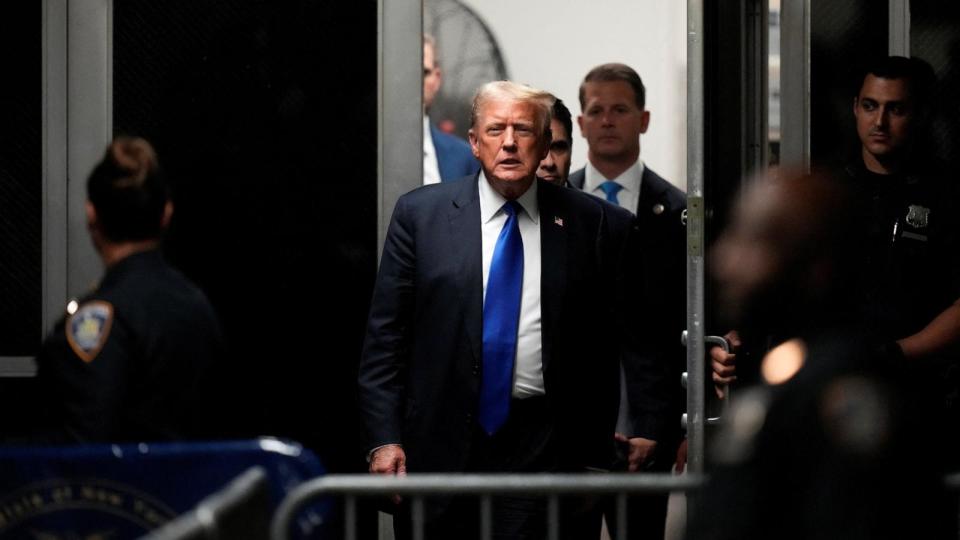 PHOTO: Former President Donald Trump returns to the courtroom at Manhattan Criminal Court, May 30, 2024, in New York.  (Seth Wenig/Pool via Reuters)