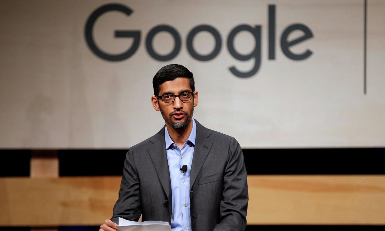<span>Sundar Pichai, Google CEO, speaks at El Centro College in Dallas, Texas, in 2019.</span><span>Photograph: Brandon Wade/Reuters</span>