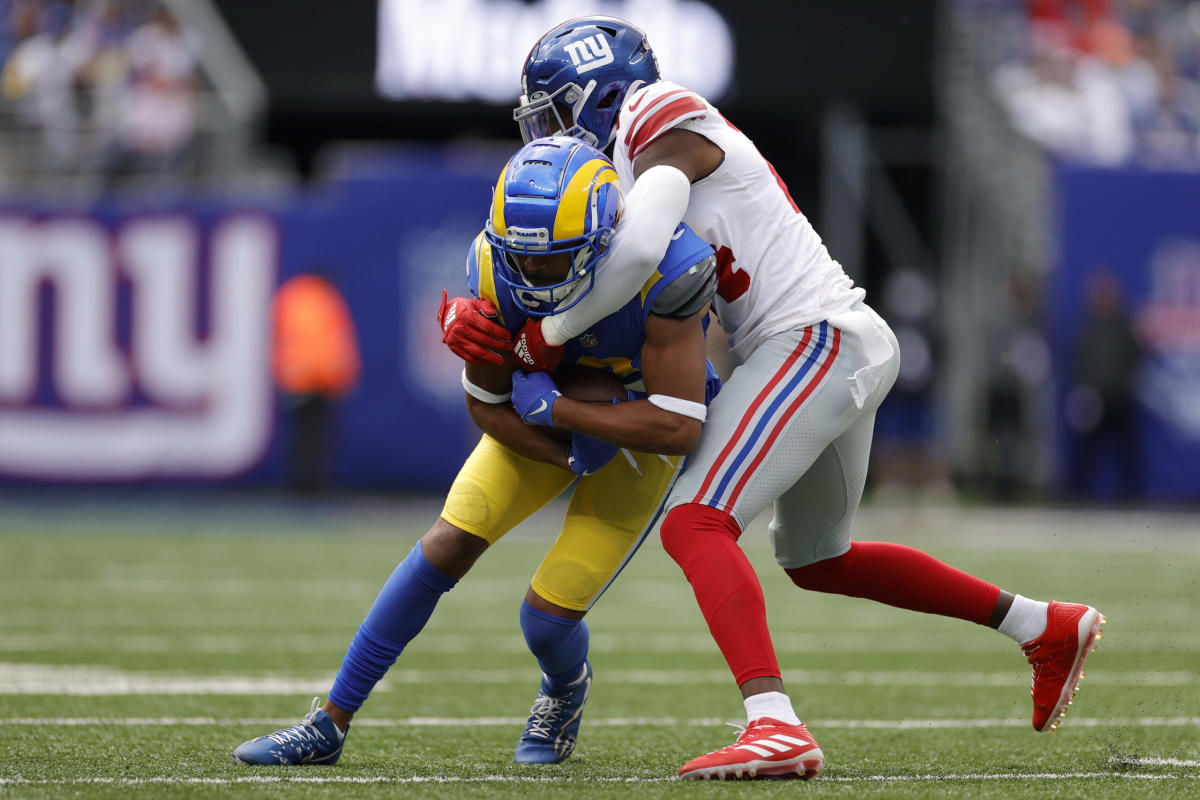 New York Giants cornerback James Bradberry (24) and New York Giants  cornerback Adoree' Jackson …