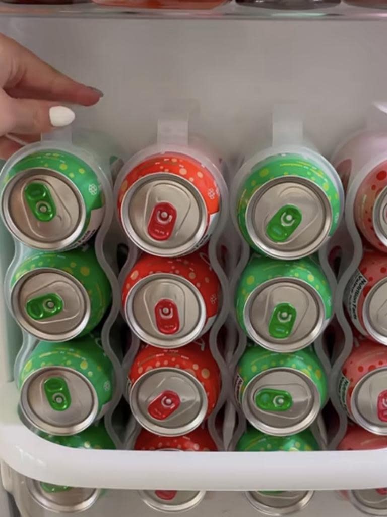 The cans are popular amongst TikTok fridge organisers. Picture: TikTok