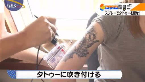 日本發明噴漆，可暫時遮蔽刺青圖騰。（圖／翻攝畫面）