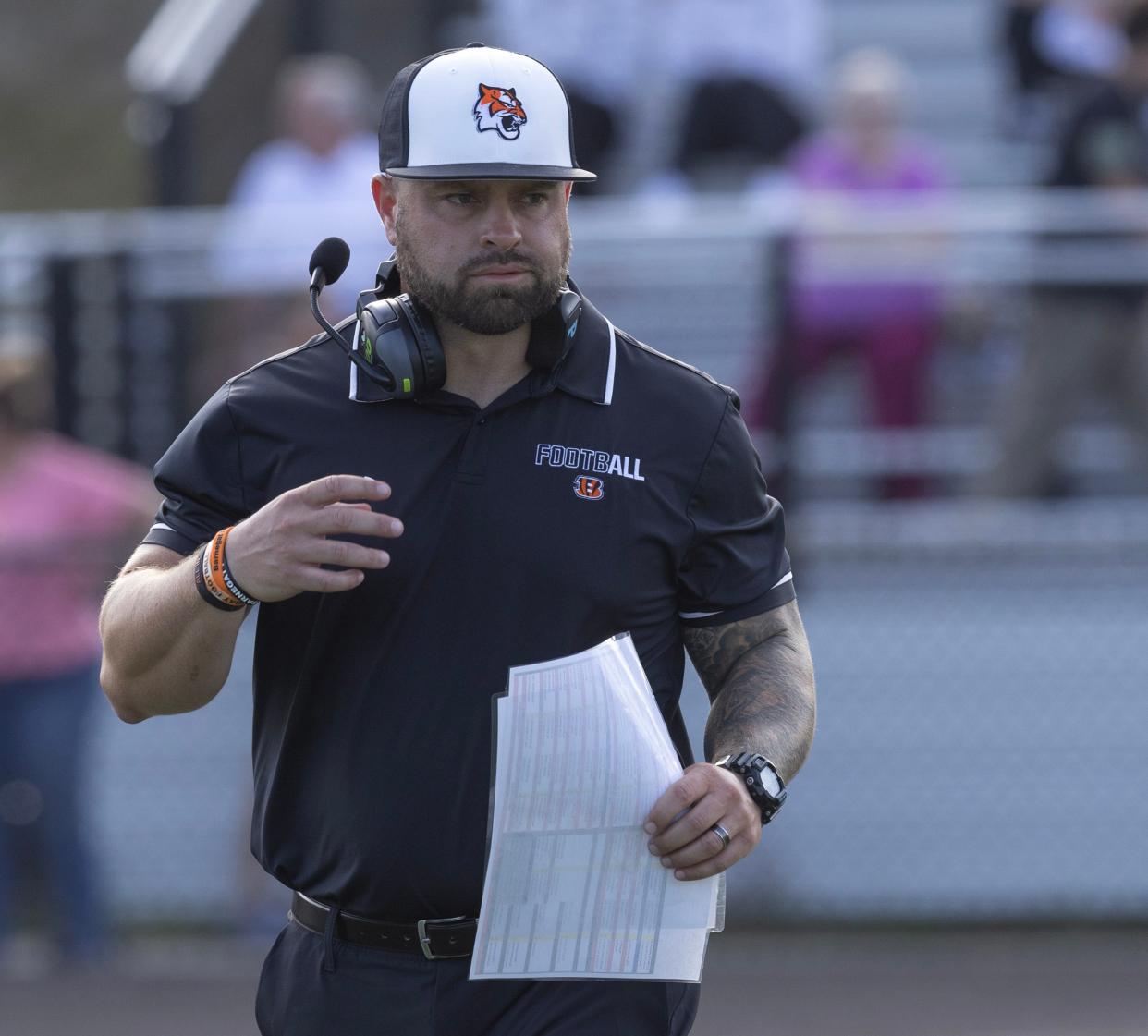 Barnegat Head Coach Paul Covine. Toms River East football beats Barnegat in season opener in Toms River on August 29, 2024.