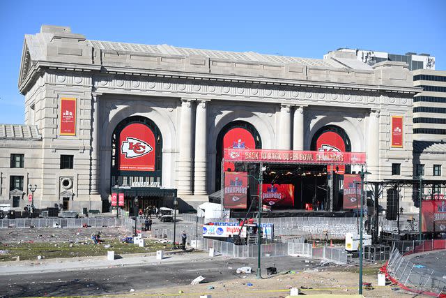 <p>ANDREW CABALLERO-REYNOLDS/AFP via Getty</p> A view of the Union Station area after the 2024 Kansas City Chiefs' Super Bowl parade