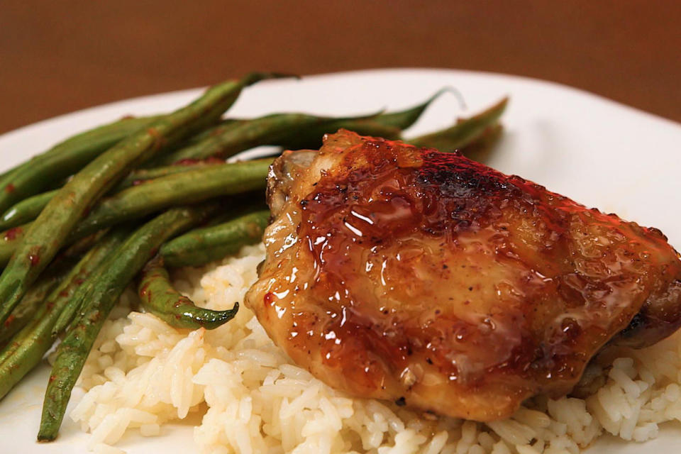 Sheet Pan Orange Chicken with Garlicky Green Beans