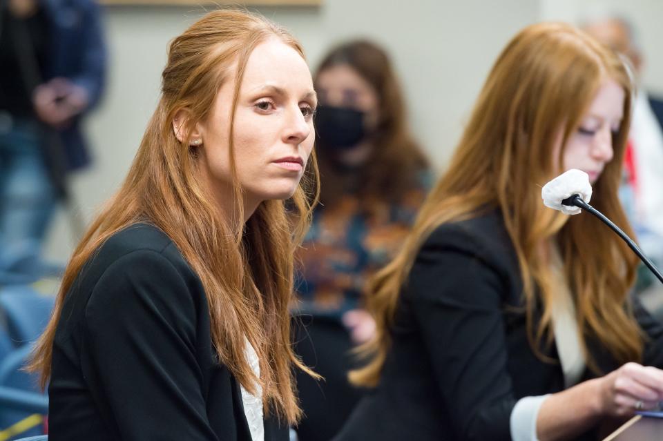 Survivor Abby Owens during the Senate Select Committee on Women and Children at the Louisiana State Capitol in Baton Rouge, LA.  Wednesday, March 10, 2021.