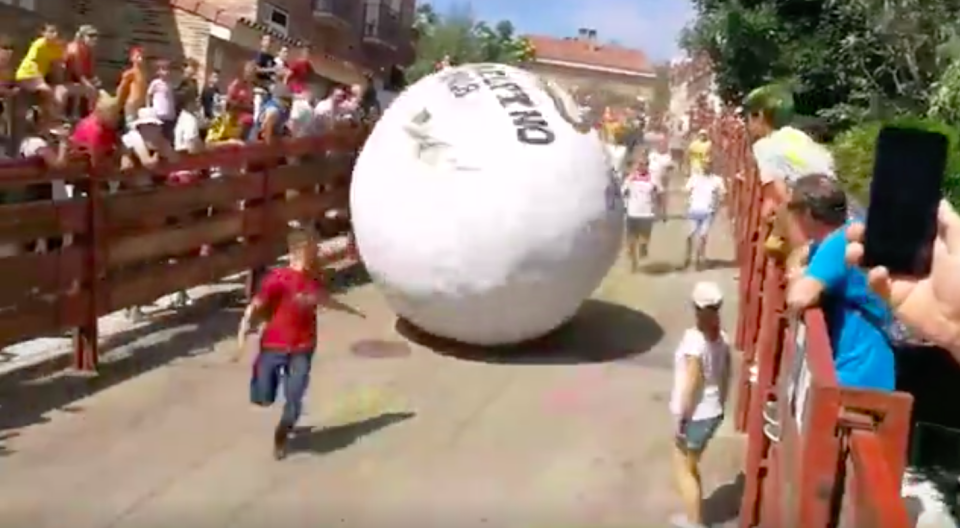 The Running of the Ball event near Madrid on Sunday. Source: Storyful