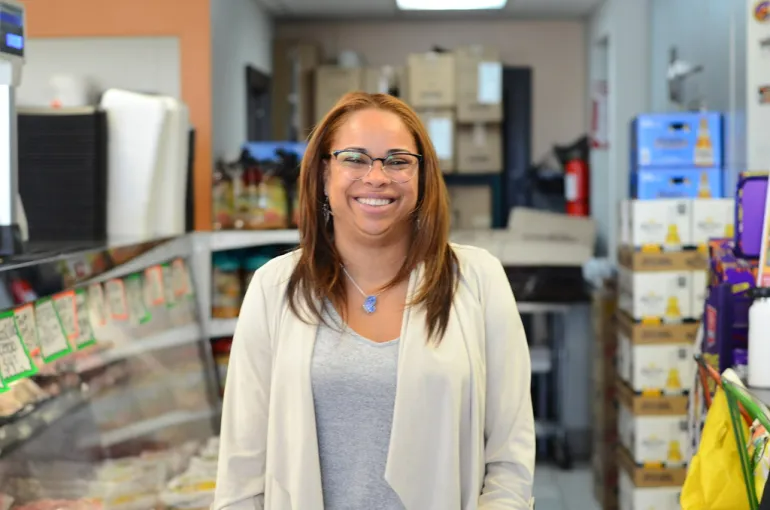 Mariam Maldonado, the owner of Luna’s Groceries, used a grant from the city of Madison to help open her market in 2019 in a Madison neighborhood that had been lacking a supermarket for nearly a decade. She is pictured in the store on May 5.