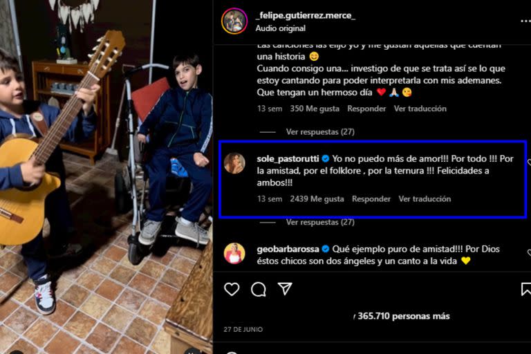 El video de los amigos se volvió viral y La Sole no dudó en reaccionar (Foto Instagram @_felipe.gutierrez.merce_)