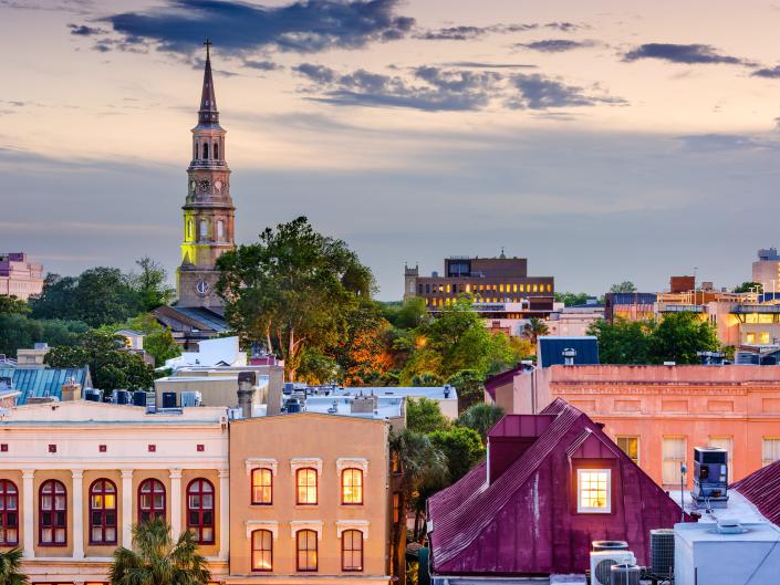 Skyline of the city of Charleston, South Carolina, USA.