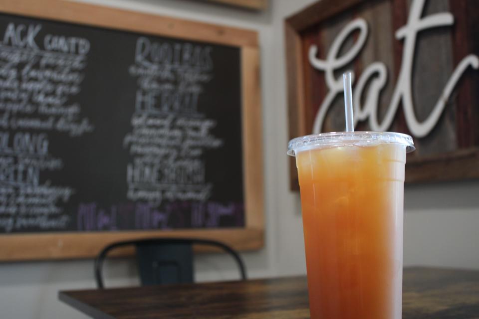 Iced tea from the Rusty Tractor, a café that sells lemonade, tea and home décor upstairs. The Rusty Tractor is located at 4535 220th Trail in Amana.