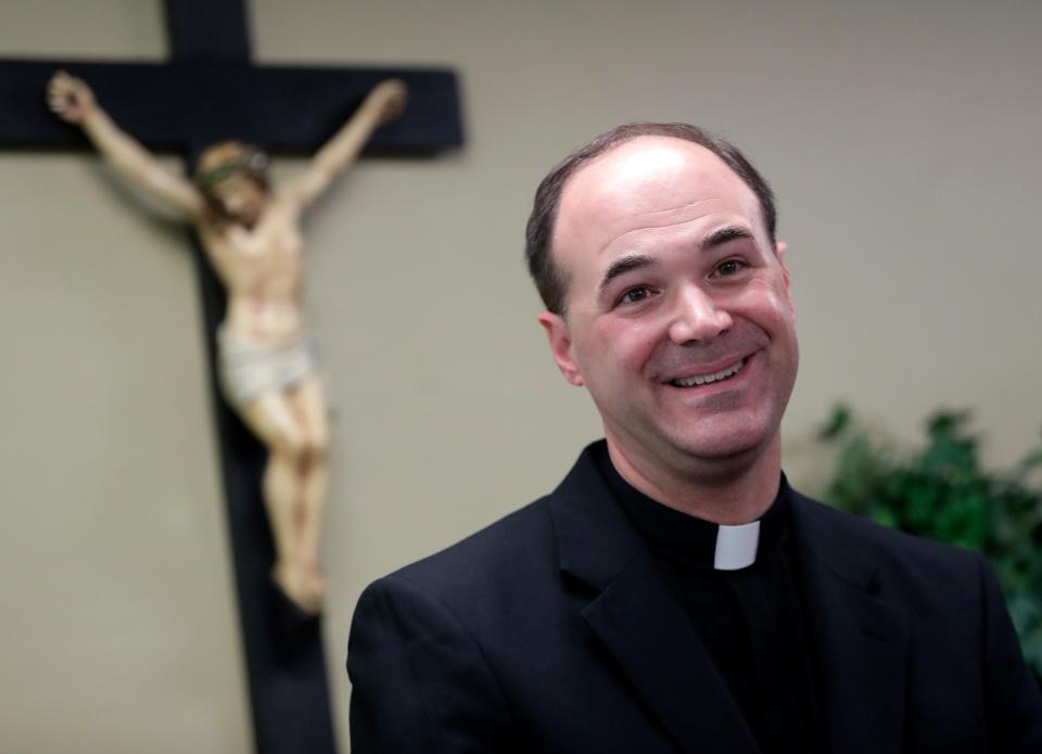 The Very Rev. John Girotti, vicar general/moderator of the Curia Diocese of Green Bay, speaks during a press conference Friday after the U.S. Supreme Court overturned the Roe v. Wade ruling that made abortion legal for the last 50 years.