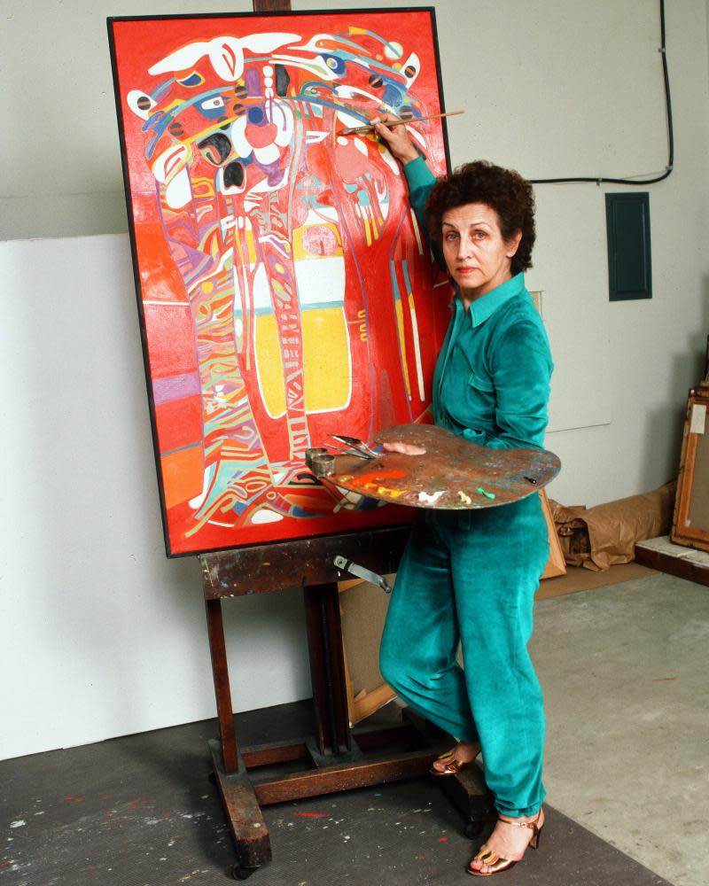 Françoise Gilot in her studio in La Jolla, California in 1982.