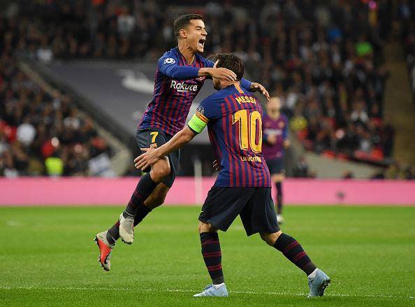 Coutinho capitalised on Lloris' mistake to open the scoring for Barcelona at Wembley (Getty)