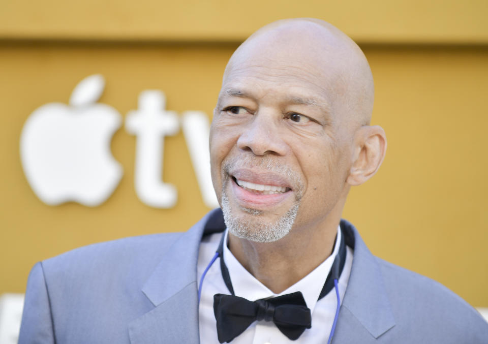 Kareem Abdul-Jabbar attends the Los Angeles premiere of Apple's "They Call Me Magic" on April 14, 2022 in Los Angeles, California<span class="copyright">Rodin Eckenroth—Getty Images)</span>