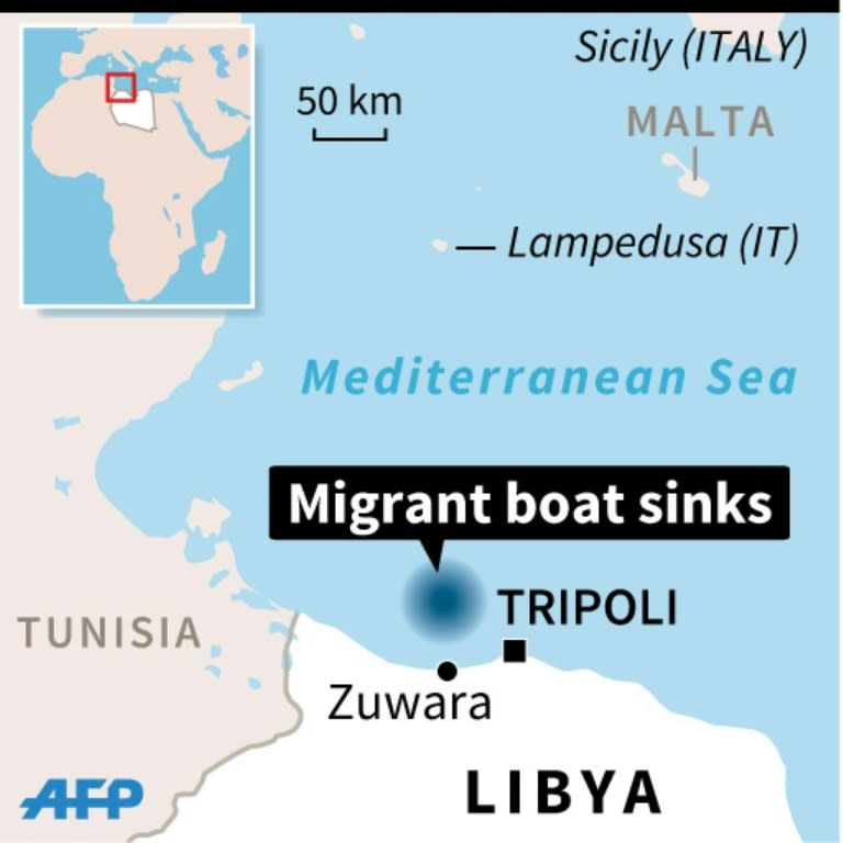 Map locating a migrant boat that sank off Libya (45 x 45 mm)