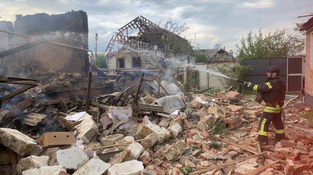 The aftermath of Russian attack on Vovchansk. Photo: Ukraine's State Emergency Service