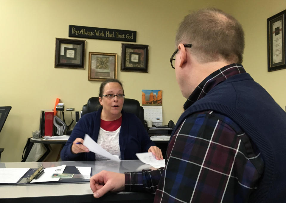 Kim Davis lost her re-election bid for Rowan County clerk in Kentucky on Tuesday to her Democratic challenger. (Photo: ASSOCIATED PRESS)