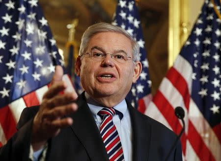 U.S. Sen. Robert Menendez (D-NJ) speaks at a news conference on Capitol Hill in Washington December 10, 2014. REUTERS/Larry Downing