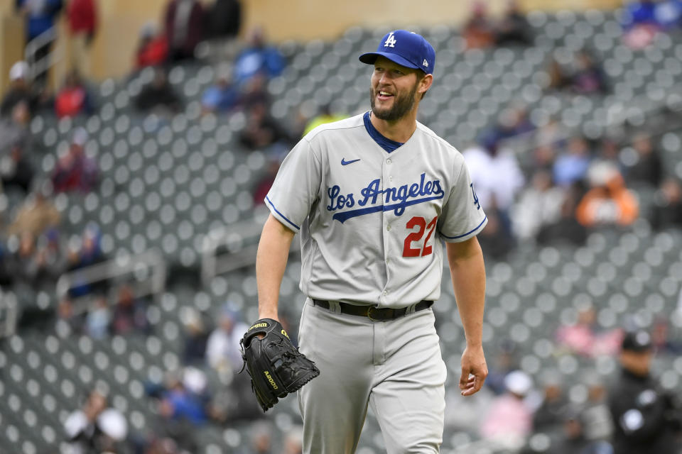 Dodgers pitcher Clayton Kershaw exited after seven innings Wednesday even though he was carrying a perfect game. (AP Photo/Craig Lassig)