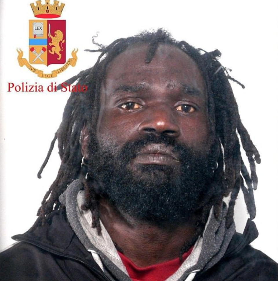 <em>Arrested – Suspect Mamadou Jallow has been arrested after the woman was allegedly kept as a sex slave (Pictures: Polizia di Stato)</em>