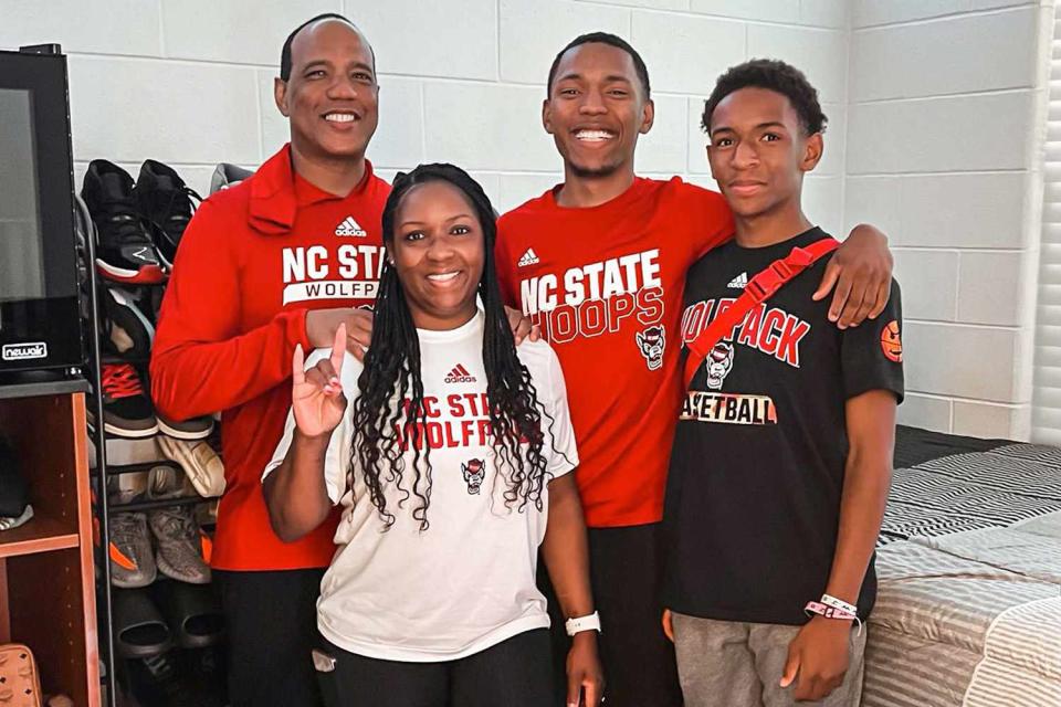 <p>Kevin Keatts/X</p> Kevin Keatts and his wife Georgette Keatts with their sons