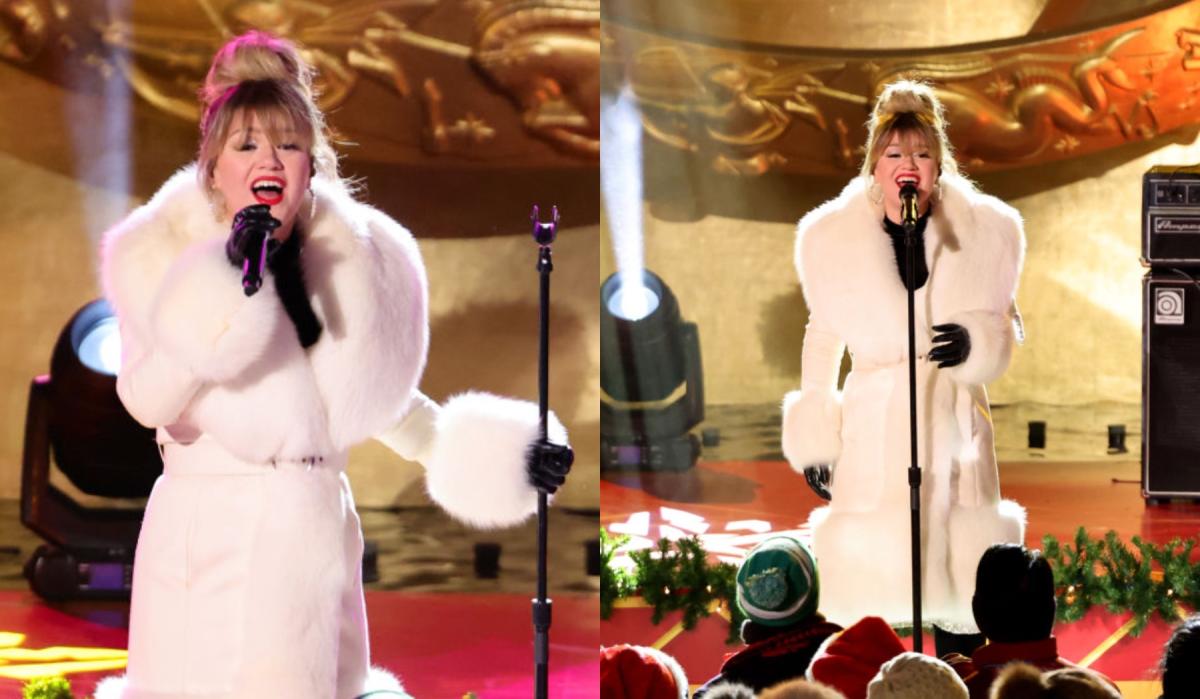 Kelly Clarkson Brings Winter Glamour in White Furry Coat to Rockefeller