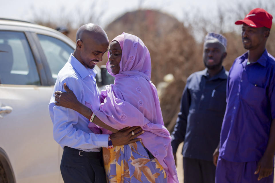 Mo Farah is shown with his mother Aisha in the documentary. (BBC)